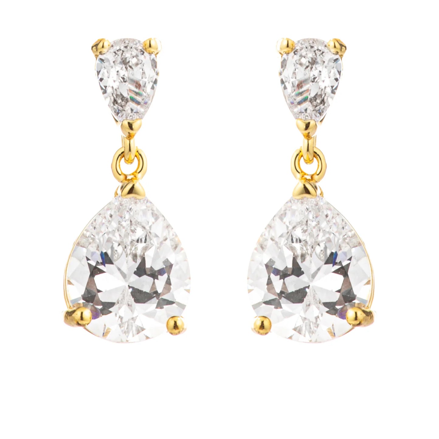 18k Gold Plated Double Pear Drop Earrings