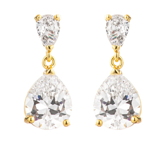 18k Gold Plated Double Pear Drop Earrings